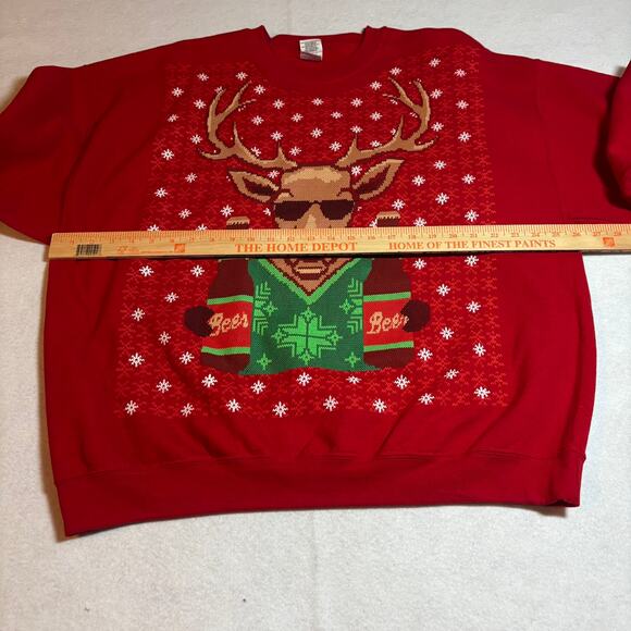 GILDAN Heavy Blend Men's L/S Pullover Red "Christmas" Moose Sweatshirt Size 2XL - Picture 4 of 7
